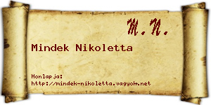Mindek Nikoletta névjegykártya